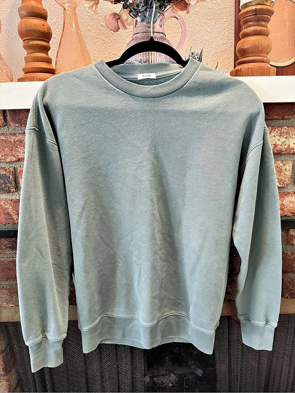 Abercrombie & Fitch Soft A&F Fleece Relaxed Crewneck Sweatshirt Green XS